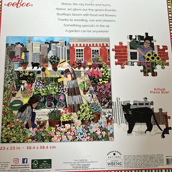 Eeboo 1000+ piece adult puzzle Urban Gardening + Sloths vibrant colors - Picture 4 of 12